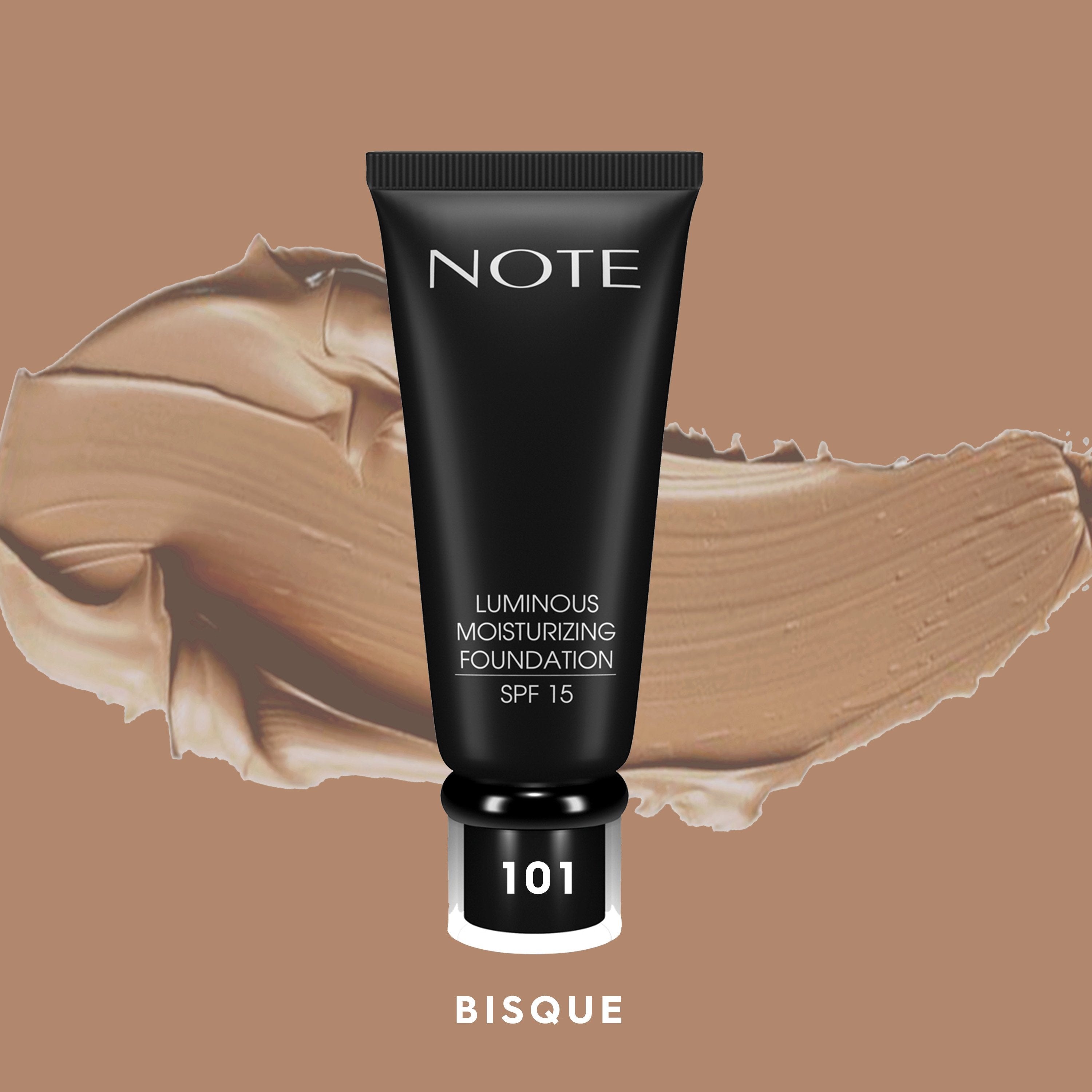 NOTE LUMINOUS MOISTURIZING FOUNDATION Halal Foundation, Vegan Foundation, Paraben Free Foundation, Cruelty Free Foundation,Moisturising Foundation, Natural, Dry Skin, SPF 15, Evens skin tone, Long Lasting