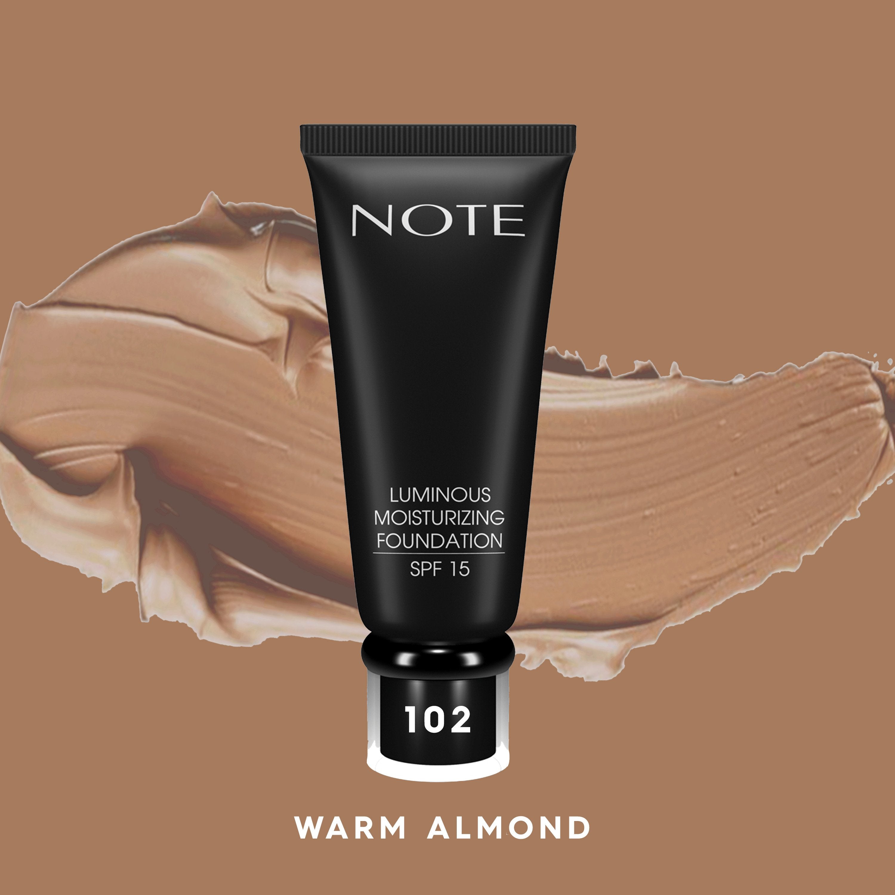NOTE LUMINOUS MOISTURIZING FOUNDATION Halal Foundation, Vegan Foundation, Paraben Free Foundation, Cruelty Free Foundation,Moisturising Foundation, Natural, Dry Skin, SPF 15, Evens skin tone, Long Lasting