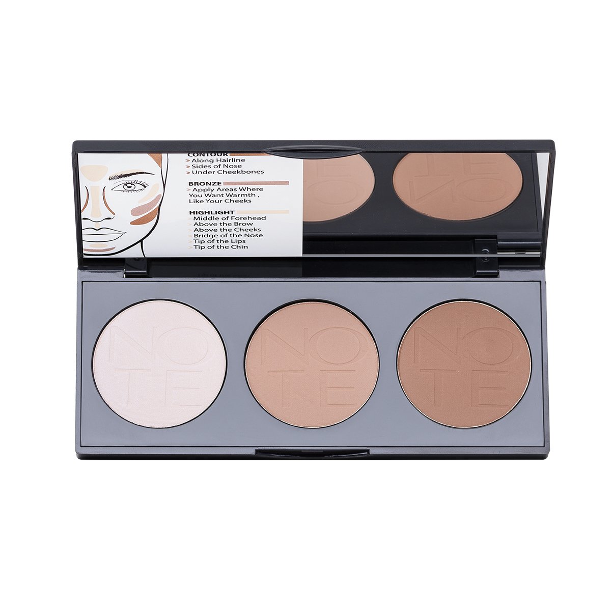 NOTE PERFECTING CONTOURING POWDER PALETTE - Halal Contouring Powder Palette, Cruelty Free Contouring Powder Palette, Vegan Contouring Powder, Parben Free Contouring Powder Palette, Bronzer, Face Contour, Matte, Highlight