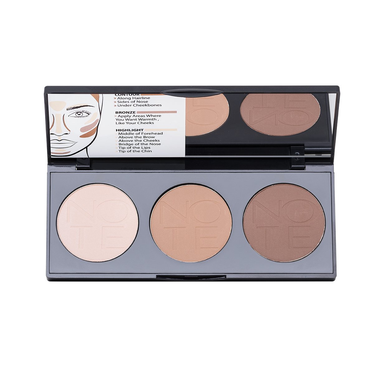 NOTE PERFECTING CONTOURING POWDER PALETTE - Halal Contouring Powder Palette, Cruelty Free Contouring Powder Palette, Vegan Contouring Powder, Parben Free Contouring Powder Palette, Bronzer, Face Contour, Matte, Highlight